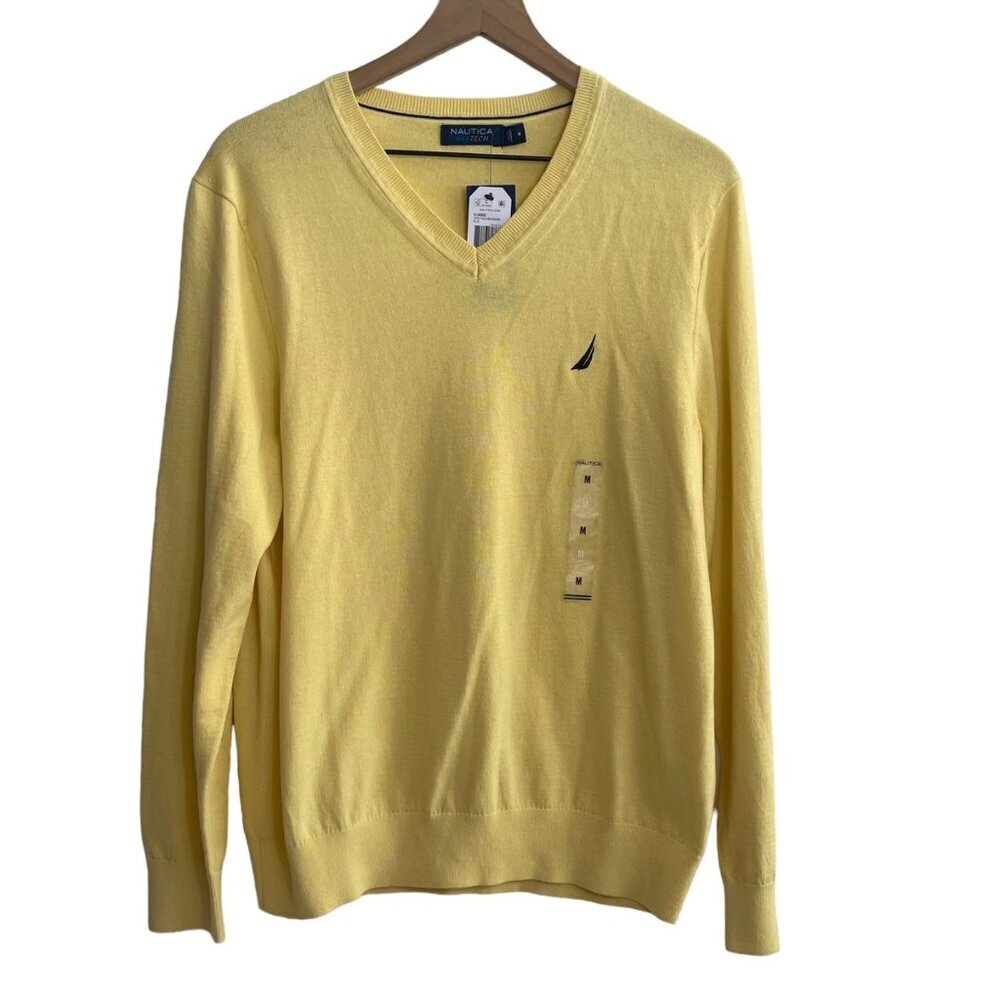 Nautica Men’s V-Neck Sweater Medium Ochre Beach Navtech NWT Classic Fit